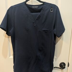 Mandala Men's V-Neck Navy Scrub Top